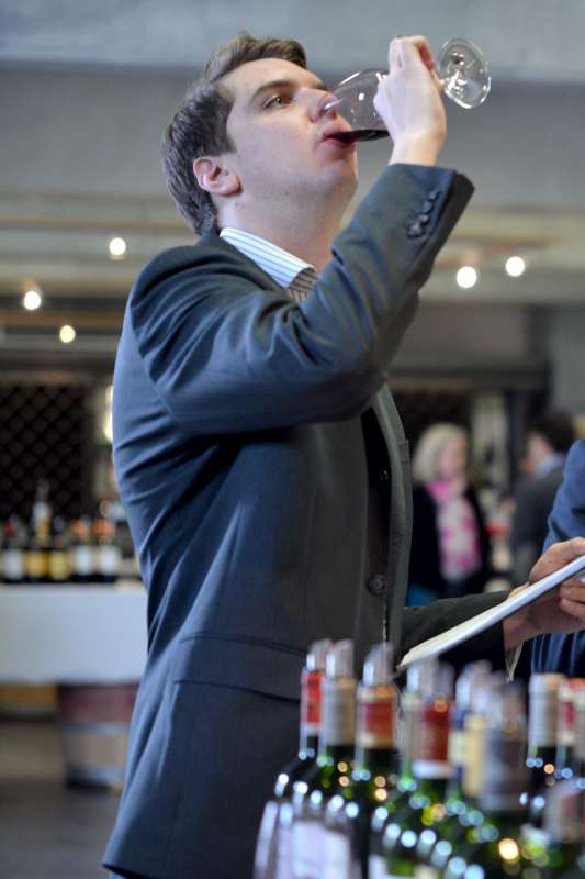 Nick gets stuck in at our first tasting